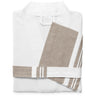 Lightweight Classic Peshtemal Kimono Bathrobe / White With Beige Striping by The Turkish Towel Company