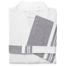 Lightweight Classic Peshtemal Kimono Bathrobe / White With Grey Striping by The Turkish Towel Company