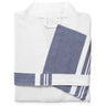 Lightweight Classic Peshtemal Kimono Bathrobe / White With Navy Striping by The Turkish Towel Company