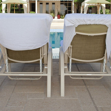 Lounge Chair Cover - Terry With Fitted Hood / White by Boca Terry