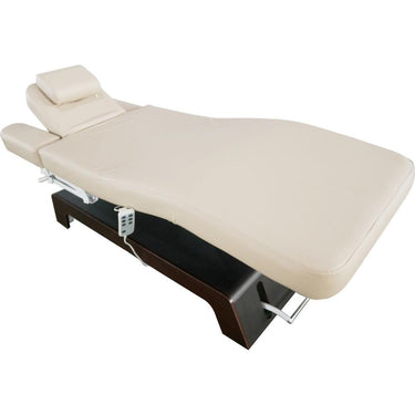 Maira Electric 3-Motor Adjustable Spa/Massage Table with Plush Cushion / Beige with Dark Brown Base by Meishida
