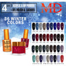 MD Nail 4-in-1 Combo - Gel Polish 0.54 oz. + Nail Lacquer 0.54 oz. Dip & Dap Powder - Dip/Acrylic 2oz. - 36 Winter Colors