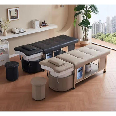 Meenu Japanese Head Spa and Shampoo Massage Bed with Matching Stool / Black by Meishida