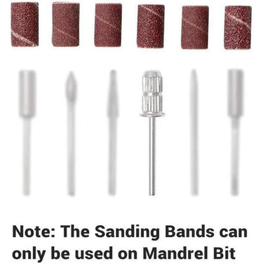 MelodySusie Colorful 100 pieces Professional Sanding Bands With Mandrel Drill Bit / Red 120# Grit