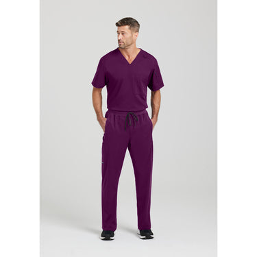Men's Murphy Scrub Top - Greys Anatomy Spandex Stretch Collection / Color - Wine / Fit - Regular / Sizes - XS, S, M, L, XL, 2XL, 3XL by Barco Uniforms