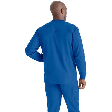 Men's React Warmup Scrub Jacket - Greys Anatomy Spandex Stretch Collection / Color - New Royal / Fit - Regular / Sizes - XS, S, M, L, XL, 2XL, 3XL by Barco Uniforms