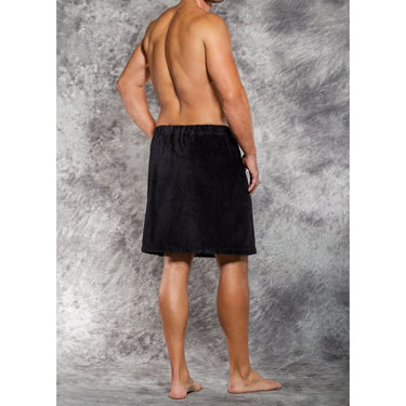 Men's Terry Velour Cloth Body Wrap - Bath Towel Wrap | Color: Black | Material: 100% Cotton | Available Sizes: One Size Fits Most by SUMMA