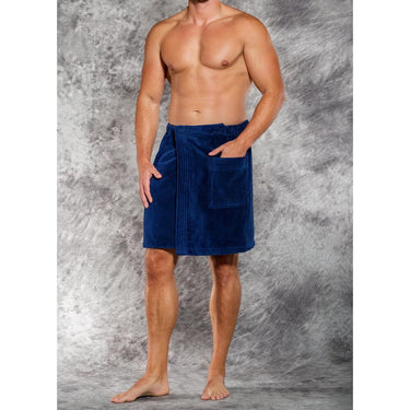 Men's Terry Velour Cloth Body Wrap - Bath Towel Wrap | Color: Navy Blue | Material: 100% Cotton | Available Sizes: One Size Fits Most by SUMMA
