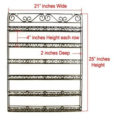 Metal Wall Mounted Nail Polish Display Rack - Holds Up To 100 Nail Polish Bottles - BLACK / 21"W X 25"H x 2"D