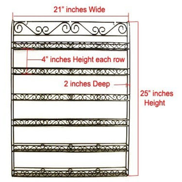 Metal Wall Mounted Nail Polish Display Rack - Holds Up To 100 Nail Polish Bottles - SILVER / 21"W X 25"H x 2"D