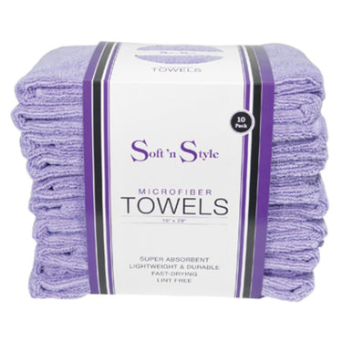Microfiber Towels - 16" x 29" / 10 Pack - Lilac by Soft 'N Style