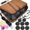 Mobile Massage Stone Warmer Set with 6 Large and 6 Small Round Shaped Basalt Massaging Rocks + Digital Controller Heating Bag