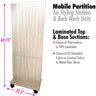 Mobile Partition (Has Wheels) for Styling Stations & Back Wash with Choice of Laminates / 23.5" Wide X 69.75" High (5.8 Feet High)