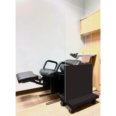 Mobile Partition (Has Wheels) for Styling Stations & Back Wash with Clear or Frosted Acrylic + Choice of Laminates for Base / 23.5" Wide X 69.75" High (5.8 Feet High)