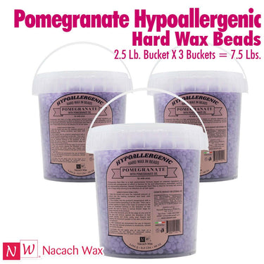 Nacach Wax - Pomegranate Hypoallergenic Hard Wax Beads / (3) 2.5 Lbs. Buckets = 7.5 Lbs.