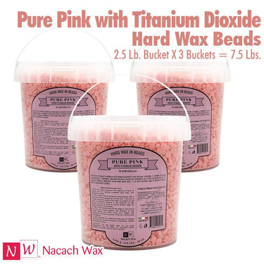 Nacach Wax - Pure Pink with Titanium Dioxide Hard Wax Beads / (3) 2.5 Lbs. Buckets = 7.5 Lbs.