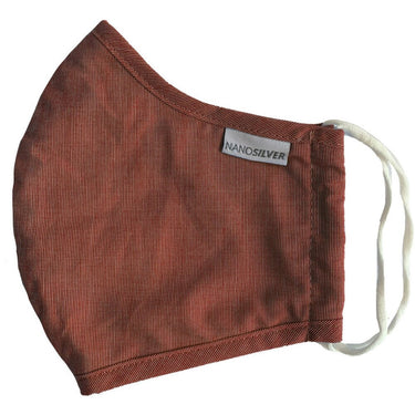 NanoSilver Face Masks - Washable Reusable 3-Ply Antibacterial Knitted Fabric - Rewashable up to 31X / Pack of 5 Masks - Burnt Sienna Red