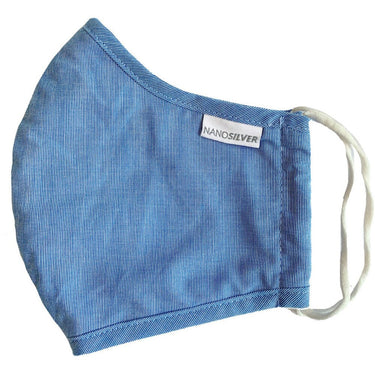NanoSilver Face Masks - Washable Reusable 3-Ply Antibacterial Knitted Fabric - Rewashable up to 31X / Pack of 5 Masks - Light Blue