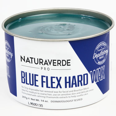NaturaverdePro - BLUE FLEX HARD WAX - Hard Stripless Wax - Made in Italy / Case = 14 oz. - 397 grams Can X 8 Cans