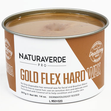 NaturaverdePro - GOLD FLEX HARD WAX - Hard Stripless Wax - Made in Italy / Case = 14 oz. - 397 grams Can X 8 Cans