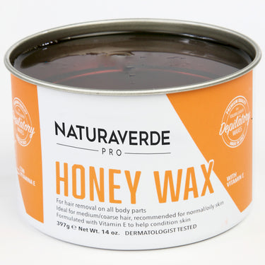 NaturaverdePro - HONEY WAX with Vitamin E - Soft Strip Wax - Made in Italy / Case = 14 oz. - 397 grams Can X 8 Cans