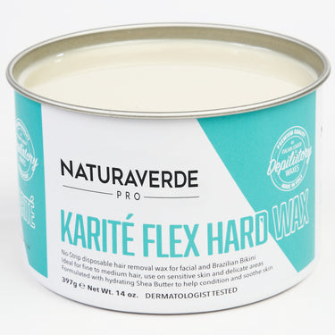 NaturaverdePro - KARITE FLEX HARD WAX - Hard Stripless Wax - Made in Italy / Case = 14 oz. - 397 grams Can X 8 Cans