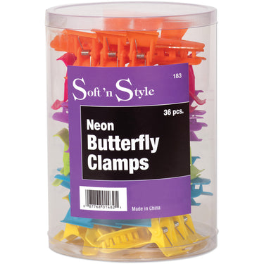 Neon Butterfly Clamps - 3-1/4" Wide / 36 Count by Soft n Style