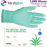 NeuGrip - Latex Aloe Exam Gloves - Powder-Free Non-Sterile Examination Gloves / LARGE / 10 Boxes of 100 Gloves = 1,000 Gloves per Case by MedGluv