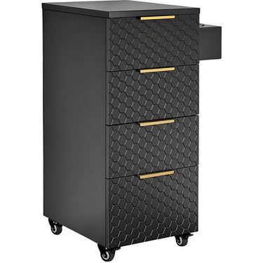 Noelle Salon Trolley / 4 Storage Drawers Plus Tool Holder on Wheels for Salon Convenience / White by Deco Salon Furniture