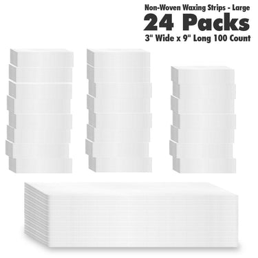 Non-Woven Waxing Strips - Large - 3" Wide x 9" Long / 100 per Shrink Wrapped Pack X 24 Packs = 2,400 Strips