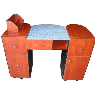 Nora Dual Pedestal Marble Top Manicure Table - Available in 3 colors! by PS Beauty