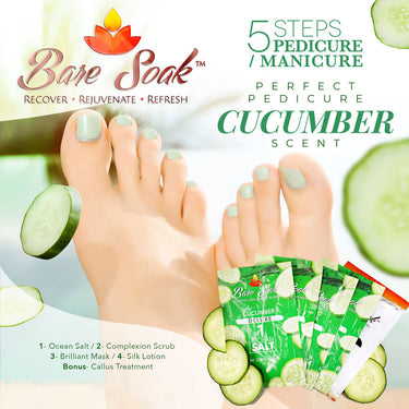 NuRevolution Bare Soak 5-in-1 Pedicure & Manicure in a Box - Cucumber / Case of 50 Sets