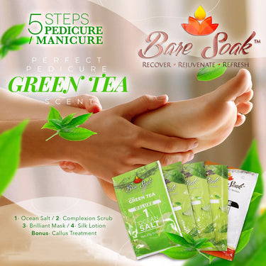 NuRevolution Bare Soak 5-in-1 Pedicure & Manicure in a Box - Green Tea / Case of 50 Sets