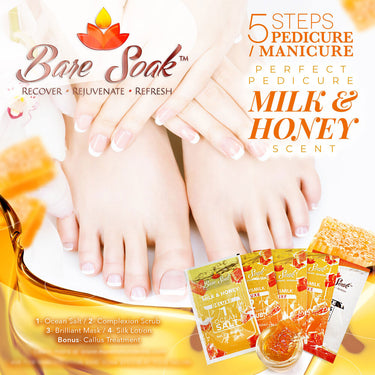NuRevolution Bare Soak 5-in-1 Pedicure & Manicure in a Box - Honey & Milk / 1 Set