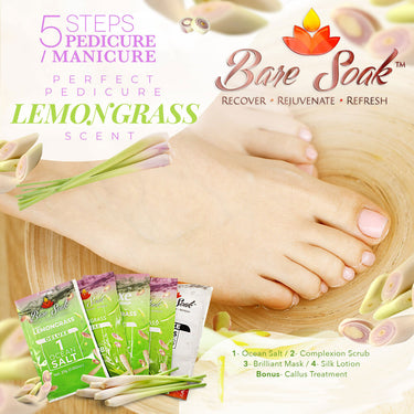 NuRevolution Bare Soak 5-in-1 Pedicure & Manicure in a Box - Lemongrass / Case of 50 Sets