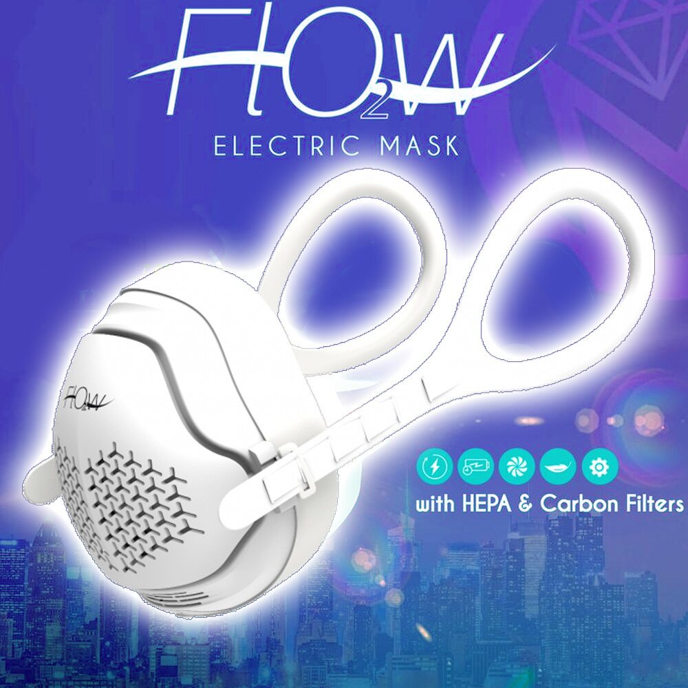 O2 Flow Electronic Face Mask / True HEPA + Carbon Filter - 4 Stage HEP ...