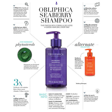 Obliphica Seaberry Regimen Thick to Coarse - Seaberry Shampoo Thick to Coarse + Seaberry Hair Mask Thick to Coarse + Seaberry Serum Thick to Coarse