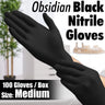 Obsidian Black Nitrile Exam Gloves / Powder-Free Non-Sterile Nitrile Examination Gloves / Size Medium / 100 per Box