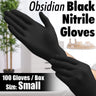 Obsidian Black Nitrile Exam Gloves / Powder-Free Non-Sterile Nitrile Examination Gloves / Size Small / 100 per Box