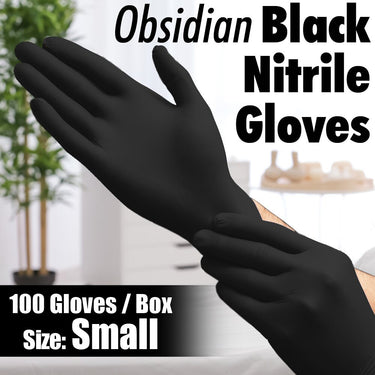 Obsidian Black Nitrile Exam Gloves / Powder-Free Non-Sterile Nitrile Examination Gloves / Size Small / 100 per Box