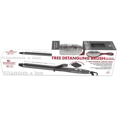 Olivia Garden 1" Titanium + Ion Curling Iron (Extra Long Barrel) + Brush