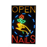 Open & Nails LED Window Sign by PS Beauty