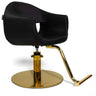 Ophelia Chic Styling Chair / Black with Polished Gold Base by HANS Equipment