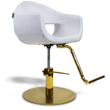 Ophelia Chic Styling Chair / White with Polished Gold Base by HANS Equipment