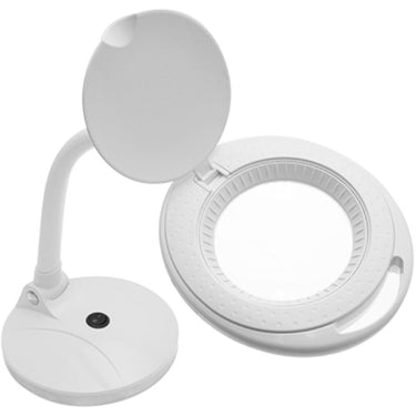 OptiVue 5-Diopter LED Magnification Desk Lamp / Flexible 11" Gooseneck Arm - 4" 5-Diopter Round Crystal-Clear Glass Lens - 2.25x Magnification by Aven