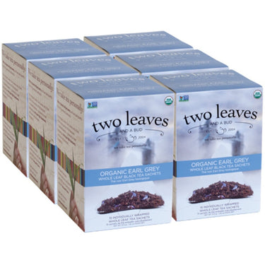 Organic Earl Grey Tea - Whole Leaf Black Tea Sachets / Case of 6 Boxes of 15 Sachets = 90 Sachets Total by Two Leaves And A Bud