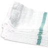 Partex Barber Towel - 100% Cotton - 22 oz. - 15" x 26" - White with Green Stripe / 1 Dozen (Partex-600)