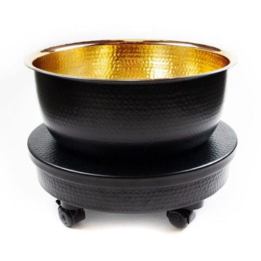Pedicure Bowl Cart - Hammered Aluminum / Matte Powder-Coated Black Finish by Noel Asmar