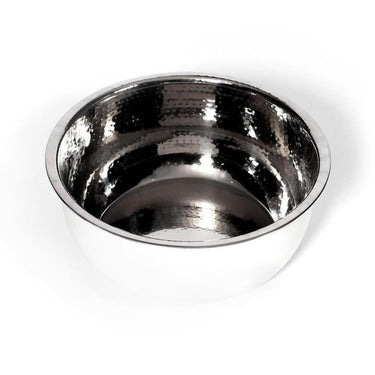 Pedicure Bowl - Hand Hammered Stainless Steel with White Powder Coated Exterior