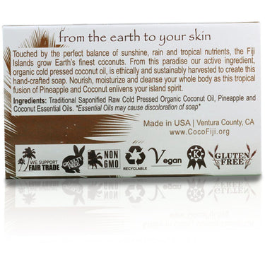 Pineapple Coconut Face & Body Soap Infused with Organic Coconut Oil / Case of 15 Bars by Organic Fiji by Organic Fiji